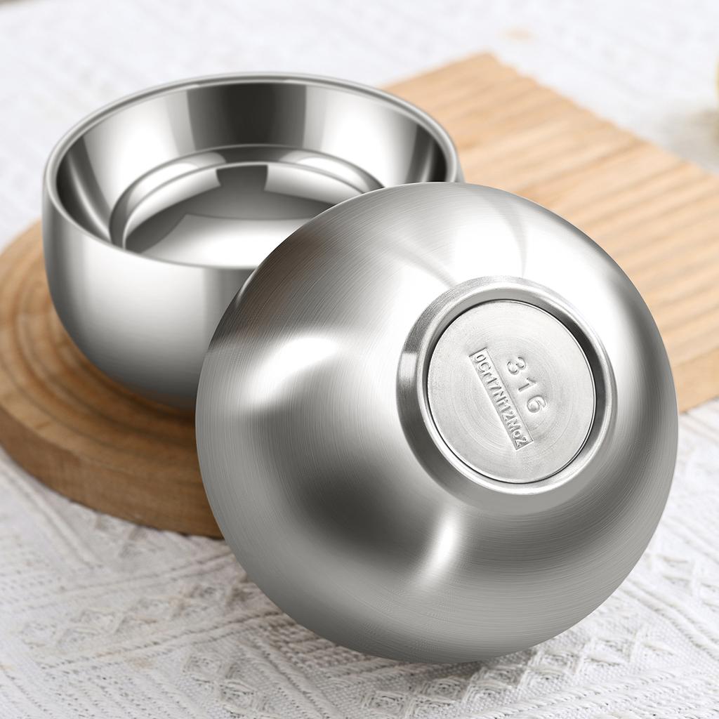 WORTHBUY 380/500ML 316 Stainless Steel Bowl Double-layer Children Rice Bowl Cute Tableware Kindergarten Anti Scalding Soup Bowl