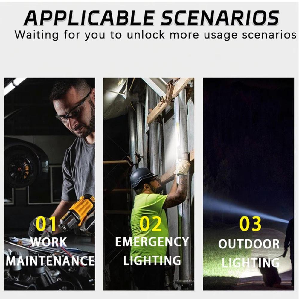 Type-C Rechargeable Magnetic Flashlight 360° Flexible Portable Design COB Work Light Waterproof Magnet Lightweight Construction