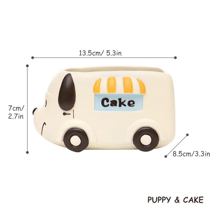 

Food Truck Animal Small Plant Pot Resin Succulent Planter for Home Office Desk Mini Ornament Fairy Garden Flowerpot Decoration