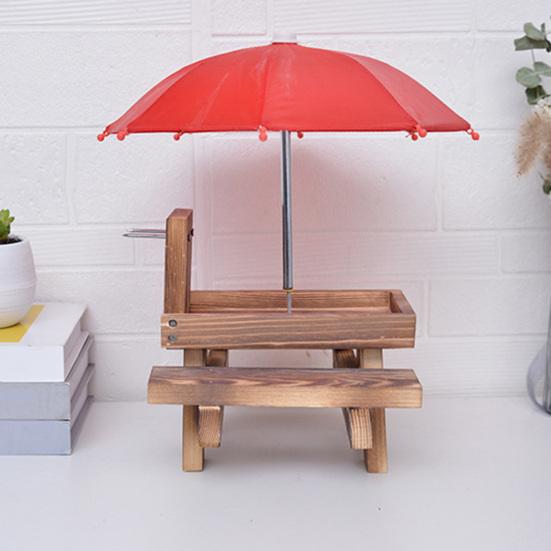 Squirrel Feeder with Umbrella Large Capacity Chipmunk Picnic Table Feeder Rustic Outdoor Squirrel Feeder for Corn Cob Nuts