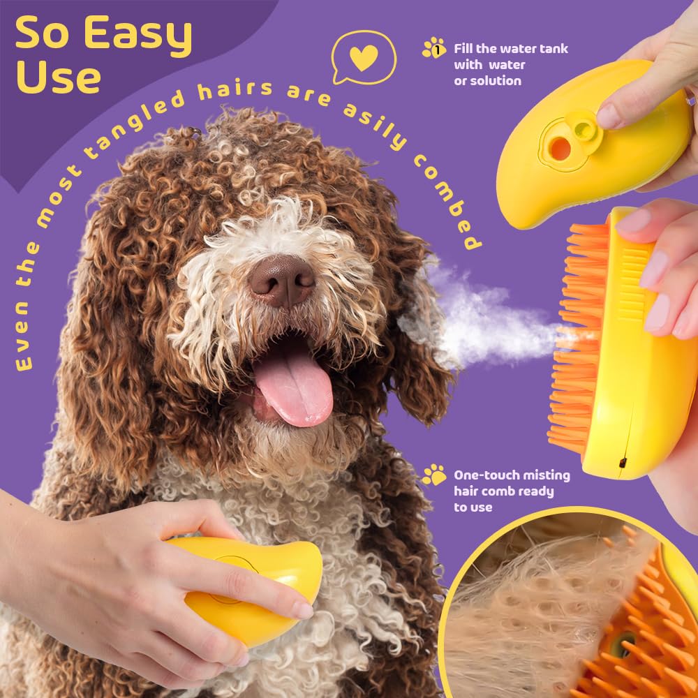 Multifunctional 3-in-1 Rechargeable Silicone Brush for Removing Tangled and Loose Hair from Cats and Dogs