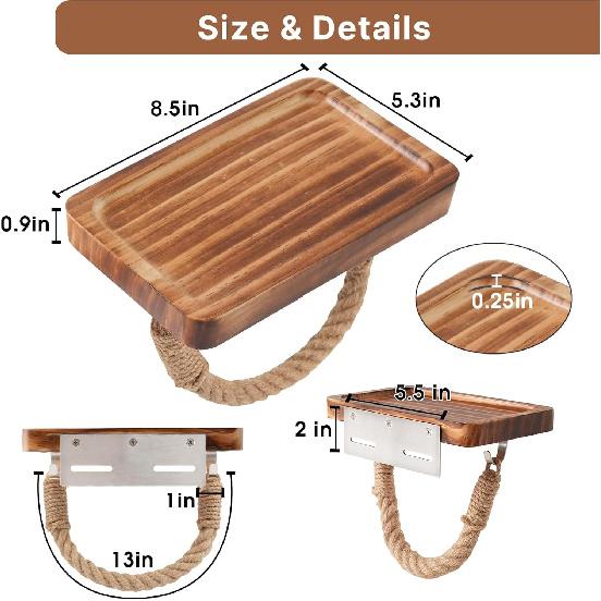Farmhouse Toilet Paper Holder with Shelf Large, Nautical Rustic Rope for Beach Farmhouse Bathroom Decor Toilet Paper Roll Holder, Wood Bathroom