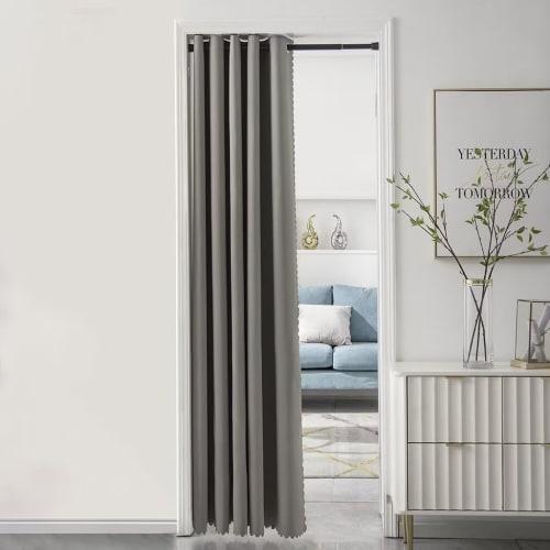 Room Divider Curtain, Insulated, Cold Protection, 200cm Long, Stylish, Scandinavian Design, Privacy, Blackout, Long, Solid Color, Heat Retaining, Soun