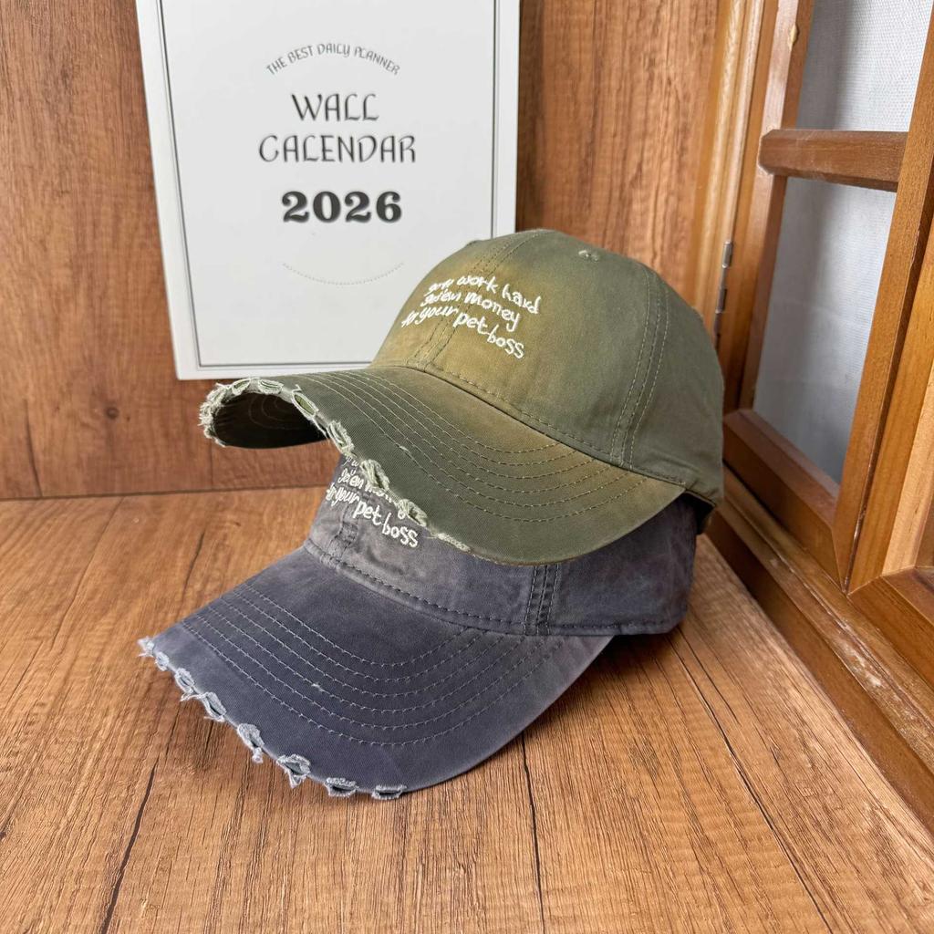 Personalized Embroidered Baseball Cap Women's New Spring and Summer Gradual Change Hole Soft Top Big Eaves Sun Protection Versatile Commuter Visor