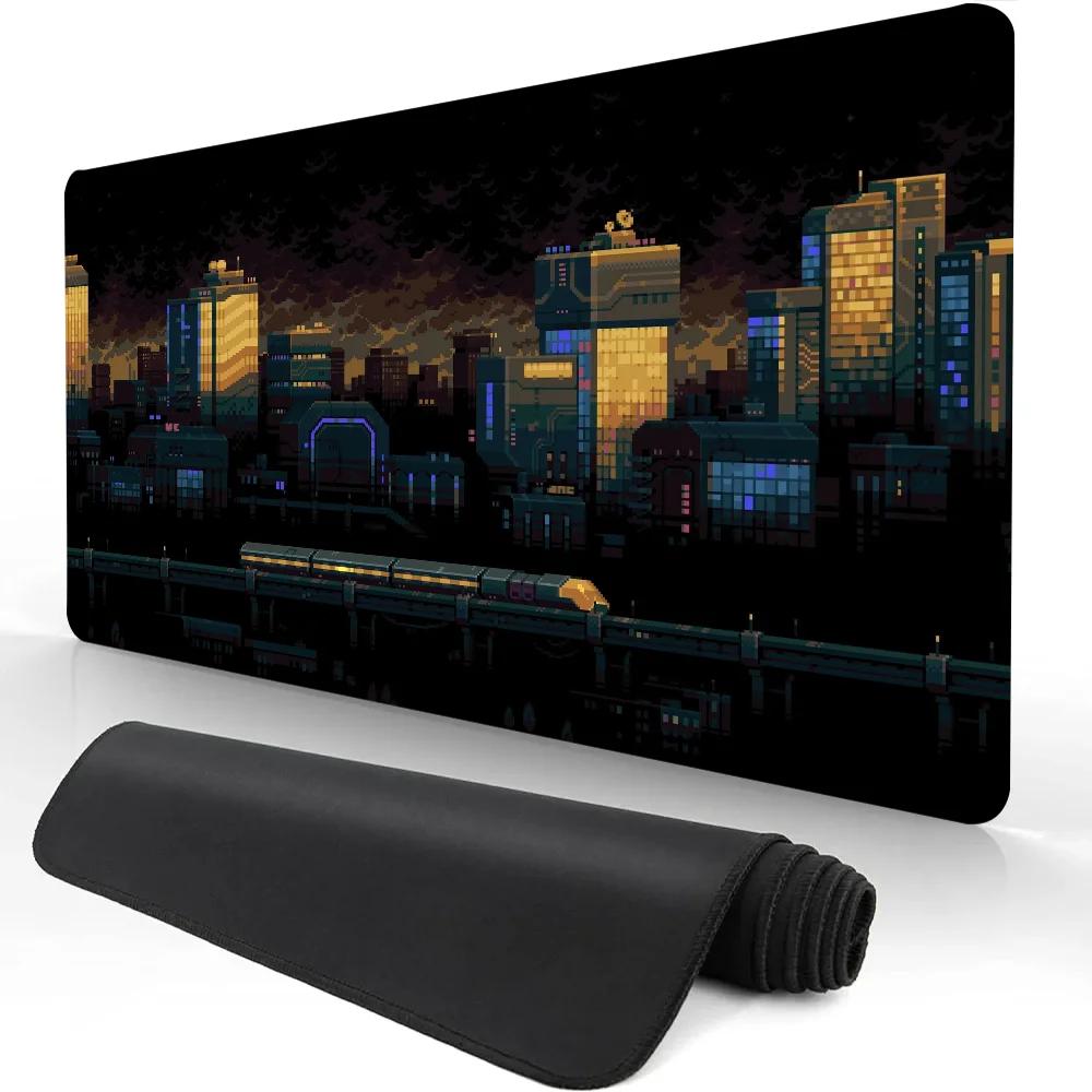 Hot Sell City Neon Pixel Large Mouse Mat Gaming Mousepad Gamer Mousepads Rubber Keyboard Mats Desk Mats XXL Mouse Pads 900X400