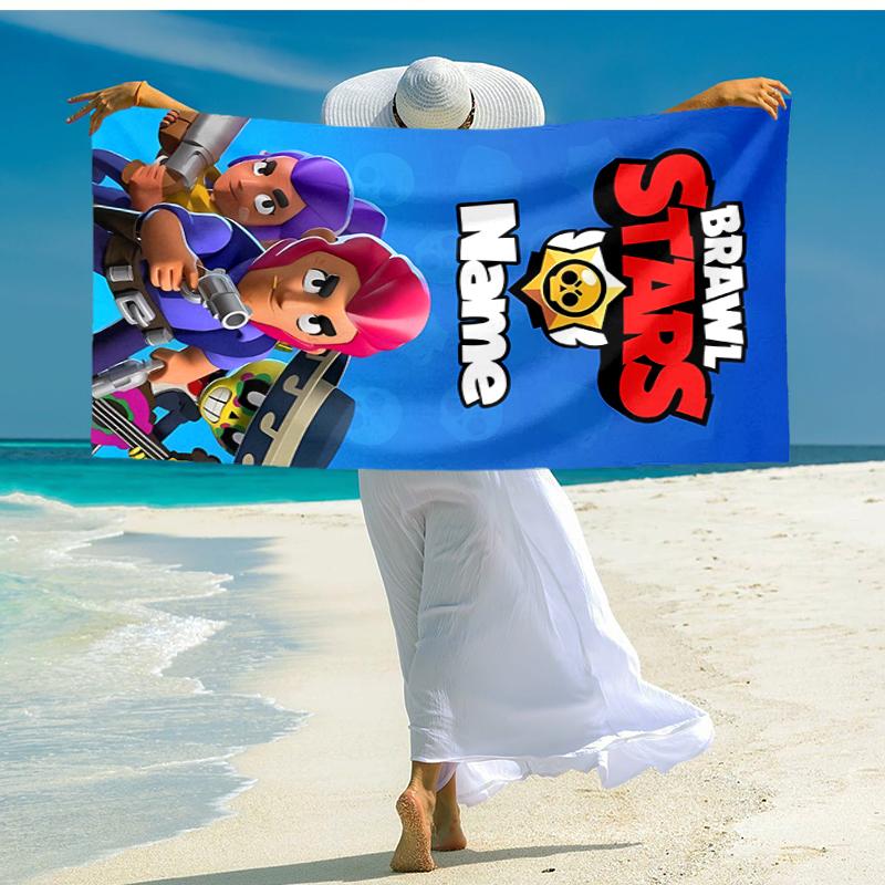 Personalized Customized Proof Beach Towel with Brawl Stars Pattern - Soft, Absorbent, Quick-drying, Perfect Swimming, Camping&bathing