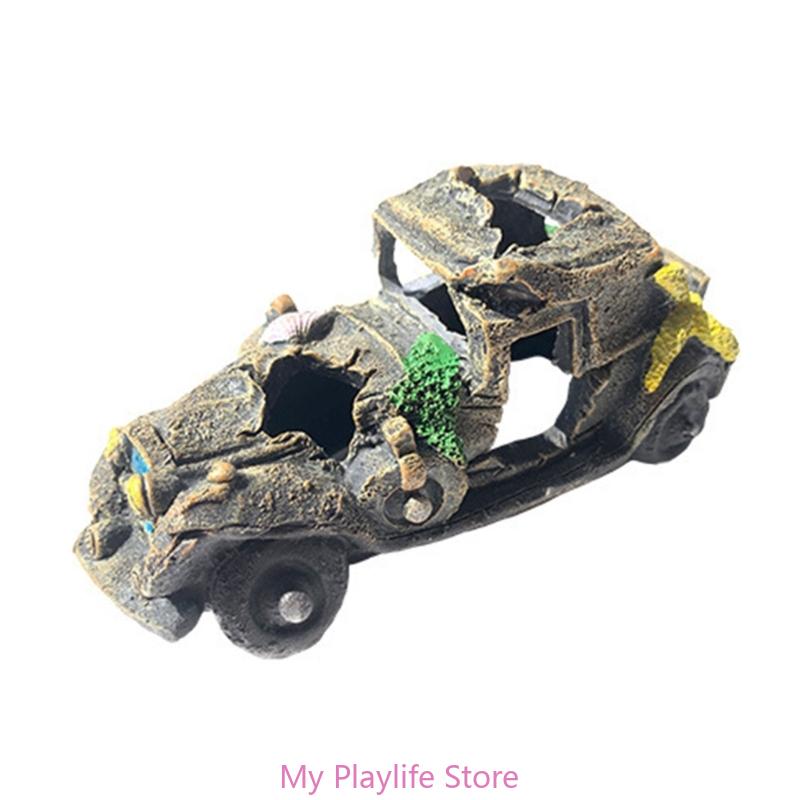

Resin Wrecked Car Ornaments DIY Resin Fish Tank Artificial Aquarium Car Wreckage Simulation for Fish Reptiles Shelter