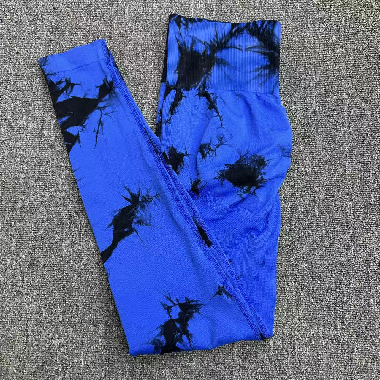 

Women s High-Waist Seamless Peach Butt-Lifting Yoga Pants with Smiley Face Design Small синій/чорний