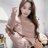 Red One-word Shoulder Sweater Women's 1011 New Pullover Knitted Sweater Lazy High-end Inner Top Warm Long Sleeves