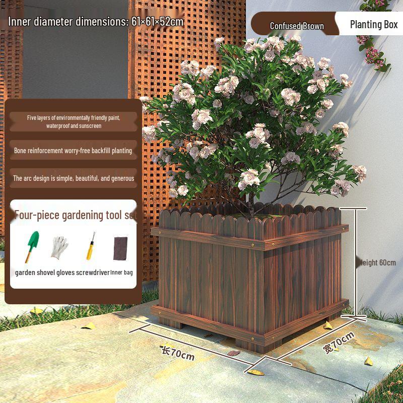 Large Anti-Corrosion Solid Wood Planter Box for Outdoor Trees and Flowers