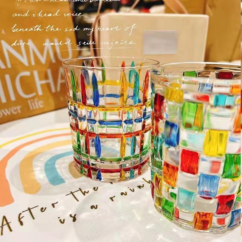 Painted whiskey glass crystal glass holiday gift designer same style