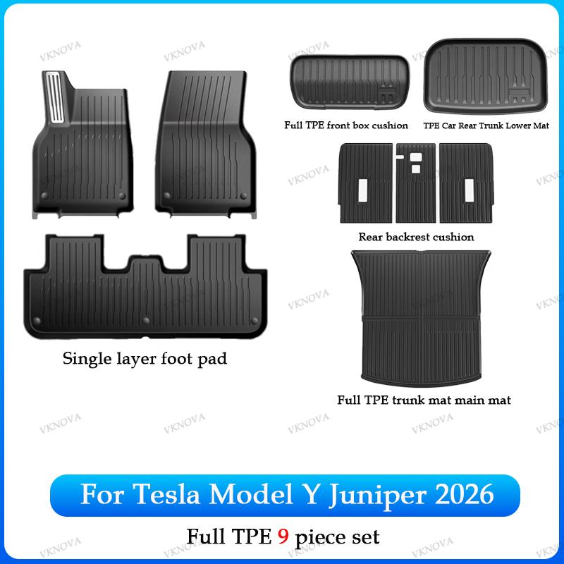 For Tesla New Model Y Juniper Premium/Performance 2026+ TPE Floor Mats Luggage Mat Wear-resistant Foot Pads ModelY Trunk Mats