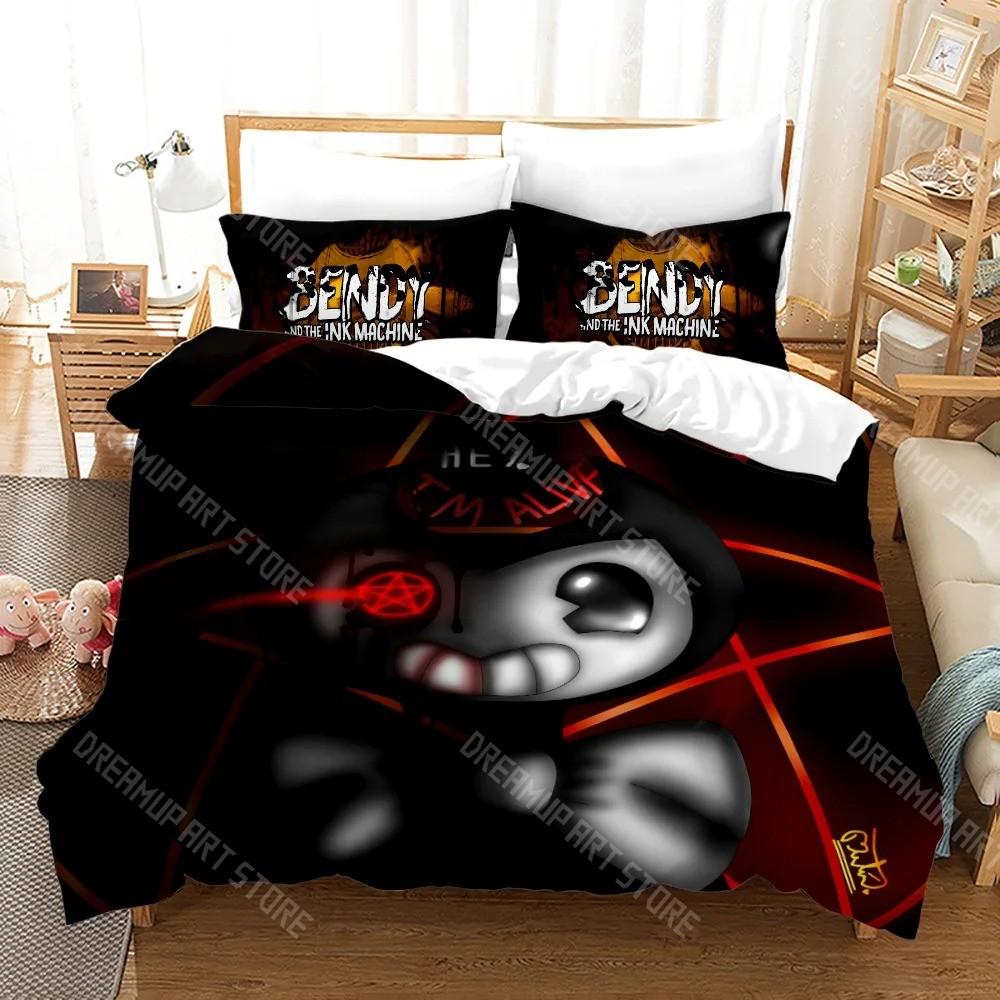 3D Print Anime BENDY Ink Machine Bedding Set Single Twin Full Queen King Size Kawaii Bed Set Adult Kid Bedroom Duvet cover Sets