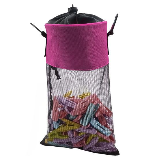 Mesh Clothespin Bag Holder with Drawstring Closure Breathable Moisture Resistance Large-Capacity Clothespin Storage Organizer