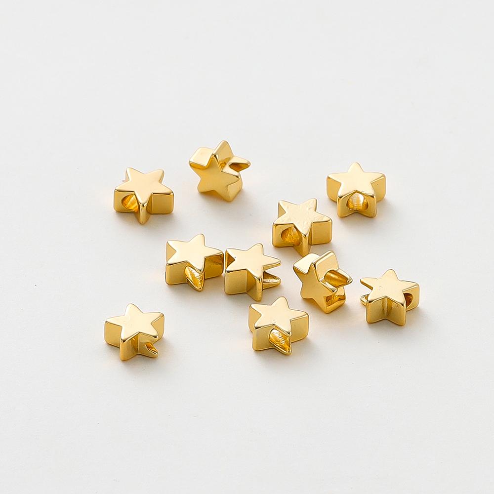 20PCS 14K 18K Gold Plated Brass Round Square Cross Flowers Beads Spacer Beads Jewelry Making Supplies DIY Necklaces Findings