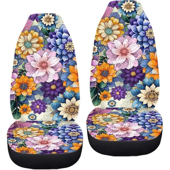 Purple Butterfly Galaxy Auto Car Seat Cover for Cars, Trucks, Vans, SUV, Vehicle Seat Cover Auto Saddle Blankets Driver Seat Protector Covers Full
