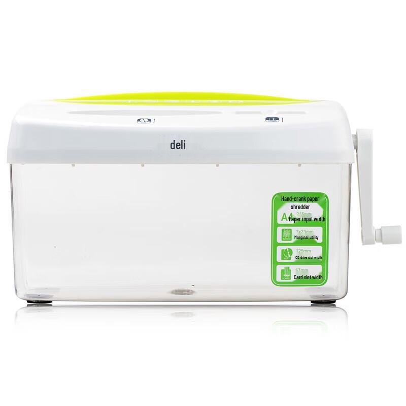 Deli 9935 Manual Desktop Paper Shredder (P-4 Security) CN plug (adapter included)
