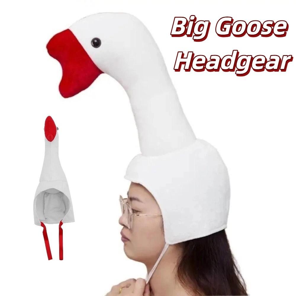 Funny Creative Big Goose Headgear Plush Soft Halloween Party Hat Photo Props Adjustable Cartoon Goose Hat Halloween Party