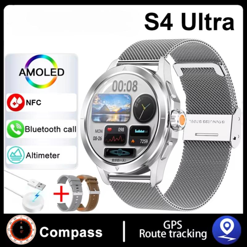 2025 NEU S4 Ultra Smart Armband Herrenuhr AMOLED HD Bildschirm Bluetooth Anruf GPS Trajektorie NFC Herzfrequenz Kompass Smartwatches