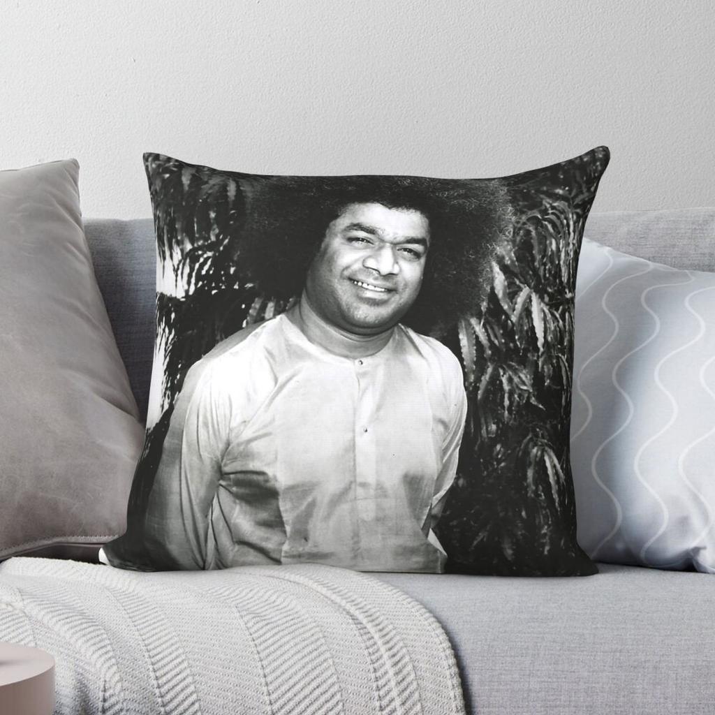 Sathya Sai Baba Stehend Kissenbezug Polyester Leinen Samt Muster Reißverschluss Dekorative Kissenhülle Heimkissenbezug