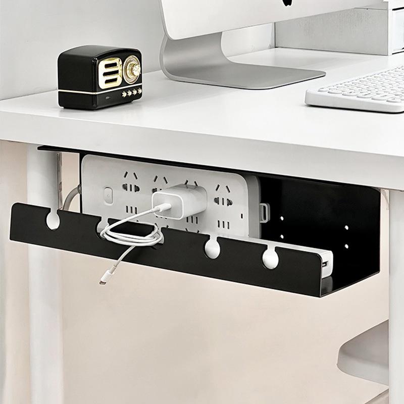 Under-Desk Cable Management Rack: No-Drill Power Strip & Cord Organizer for Home Offices