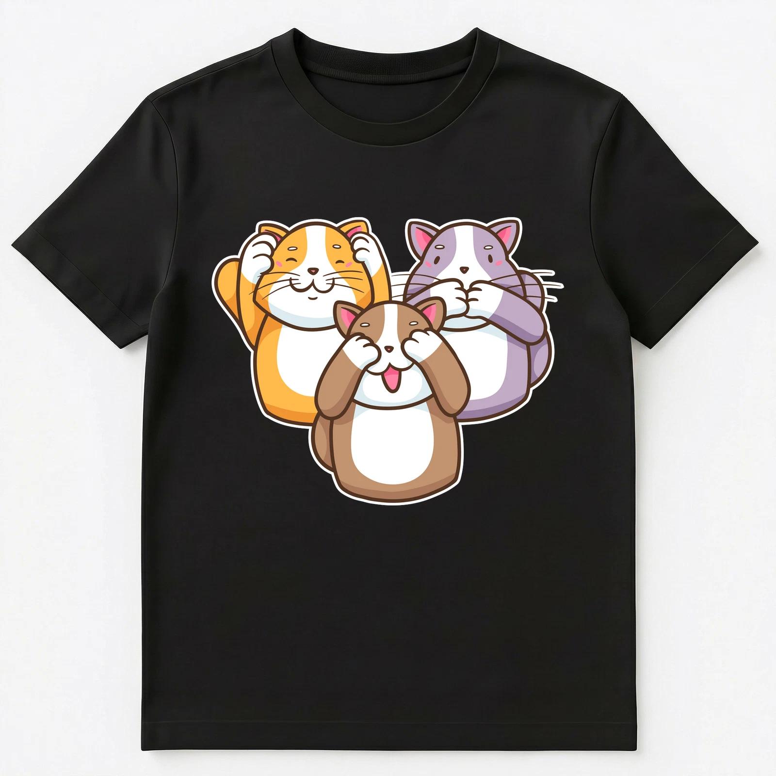 Cute Kitten Philosophy Three Wise Cats Unisex T-Shirt 2XL