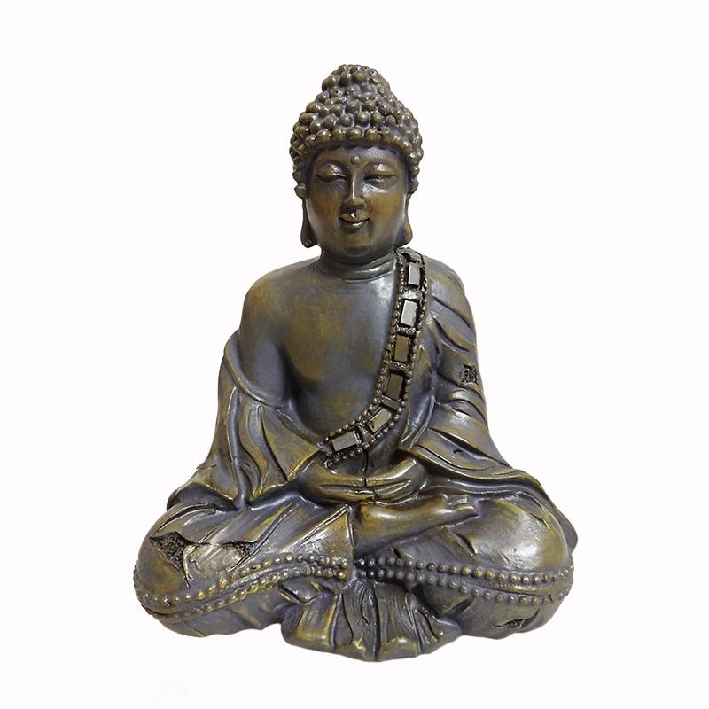 Buddha Statue With Necklace Ornament Lucky Feng Shui Meditation Buddha Sculpture Man-made Jade Stone Home Office Decoration Gift
