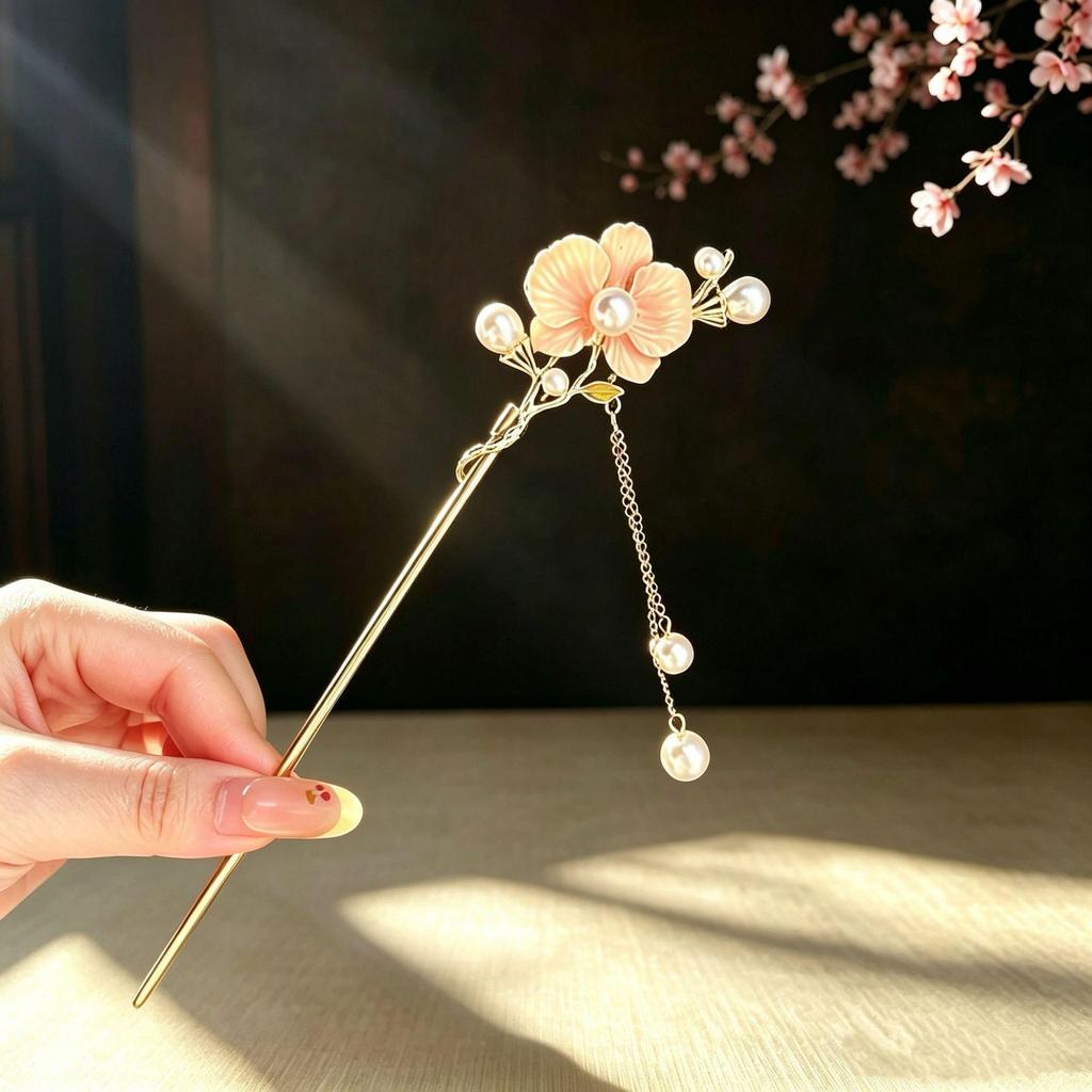 Ancient Style Floral Tassel Hairpins - Elegant Chinese High-End Xiuhe Hair Accessories