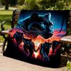 1pc Panther Family Throw Blanket Polyester Fiber, Lightweight Flannel, Soft & Warm, All Season Use for Outdoor, Camping