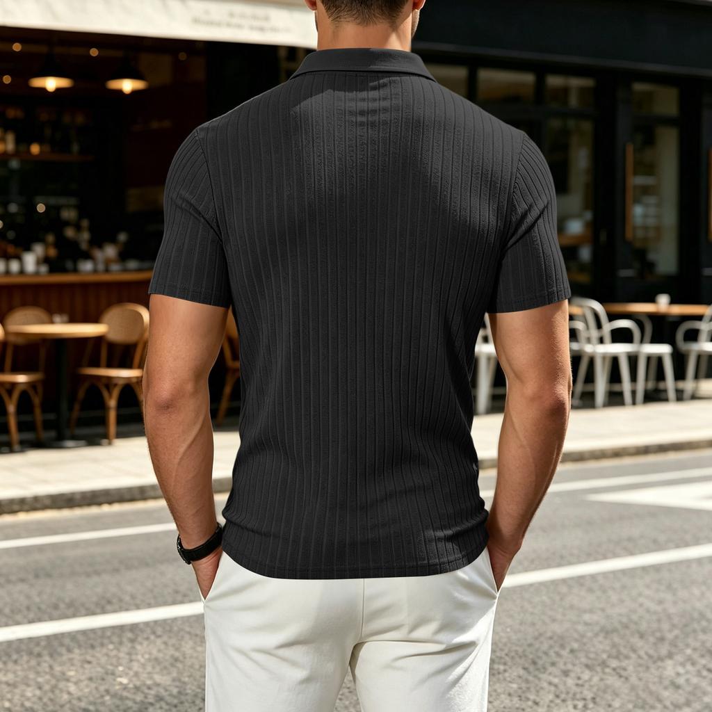 Men's Casual Short Sleeve T-Shirt with Collar, Breathable Shirt for Summer Everyday Wear