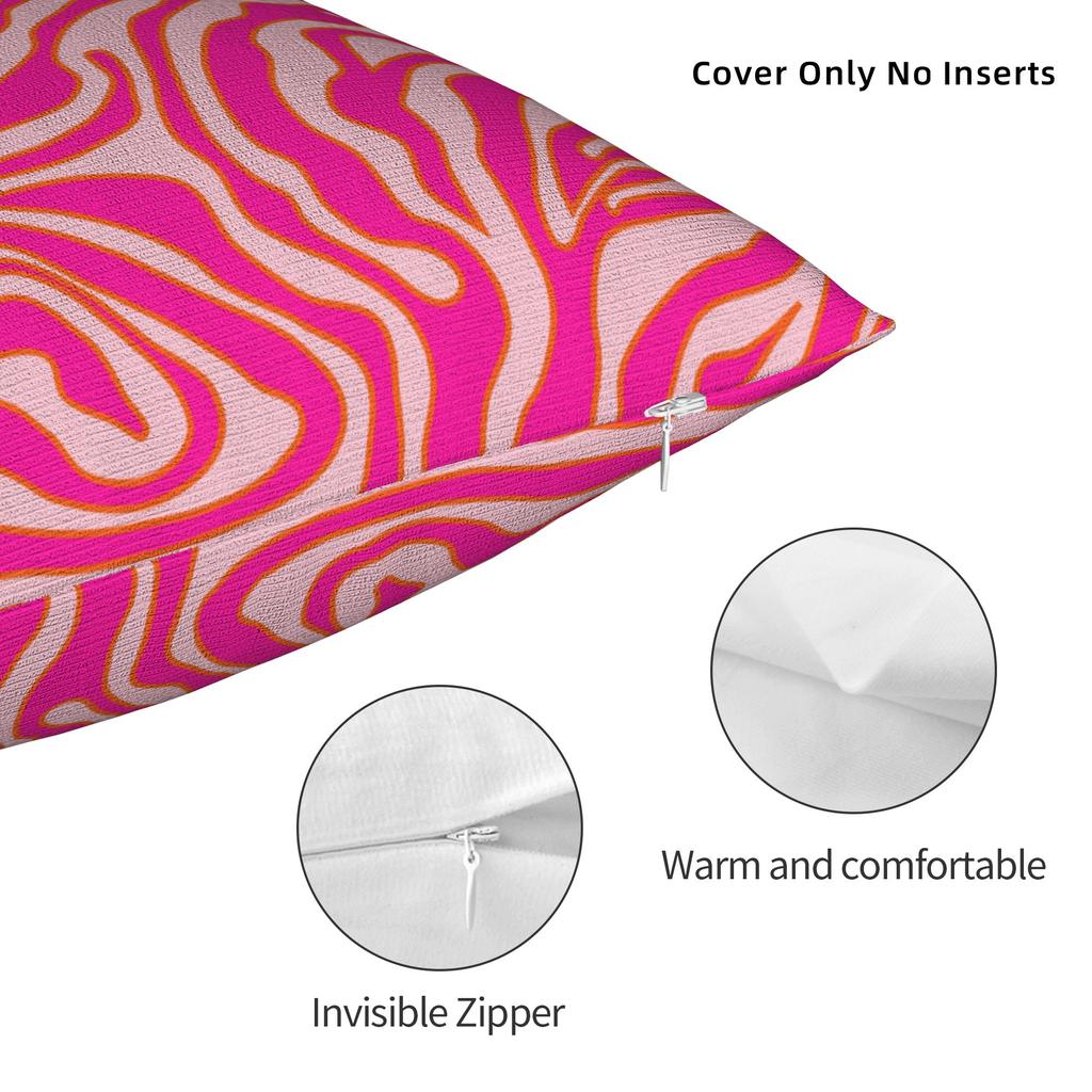Zebra Stripes Pink Orange Wild Animal Print Pillowcase Soft Cushion Cover Decoration Throw Pillow Case Cover Home Square