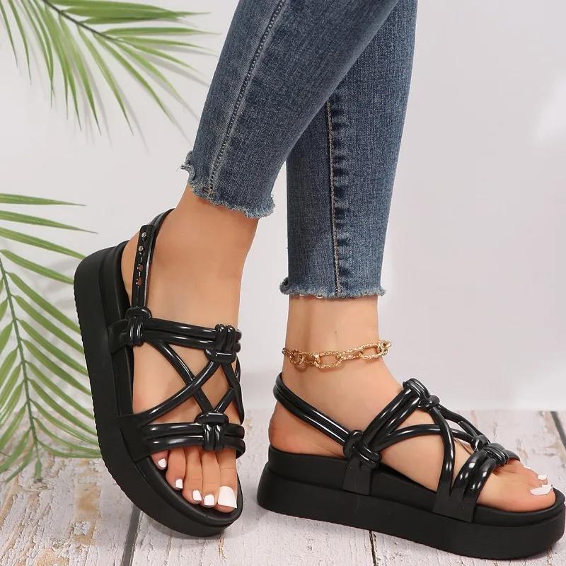 Fashion 2024 Hot Sale Women's Shoes Buckle Strap Women's Sandals Fashion Narrow Band Casual Sandals Women New Peep Toe Platform Sandals