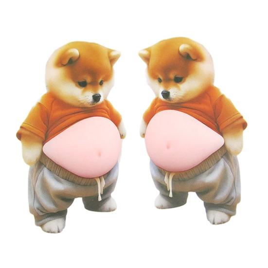 

1 Pair 3D Belly Dog Anti-collision Sticker Anxiety Stress Relief Elastic Tummy Cartoon Puppy Decal Fat Belly Animal Buffer Sticker A
