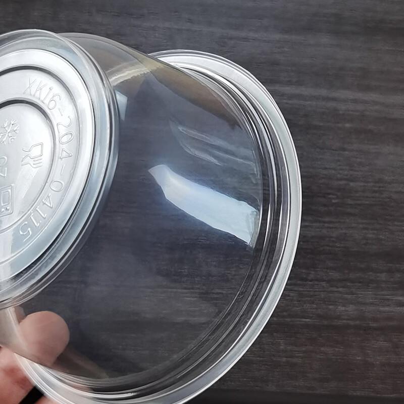 Disposable 700ml Plastic Bowls with Lids for Bingfen (100 Count)