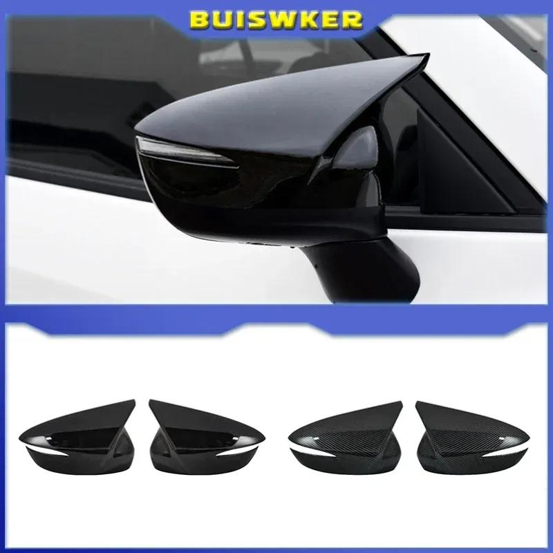 1 paar zijspiegelkappen in ossenhoornstijl met zwarte carbonlook voor Mazda CX-5 2015 2016, CX-4 en CX-3 2016 2017 2018