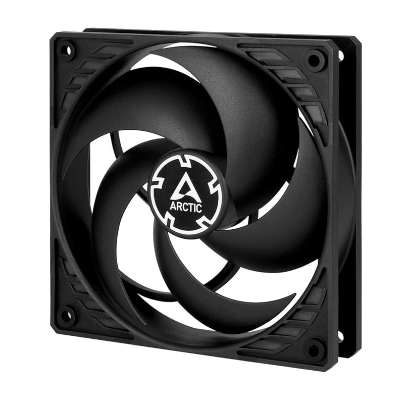 ARCTIC P12 PWM - Вентилятор для ПК, 120-мм корпусный вентилятор с PWM, Оптимизированный по давлению, Тихий мотор, Компьютер, Скорость вращения вентилятора: 200–1800 об/мин (0 об/мин  5%) - черный чёрный
