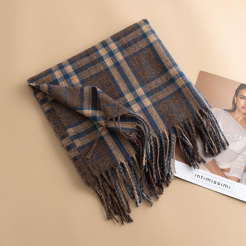 Japanese and Korean Plaid Cashmere Plaid Scarf Women's Winter Versatile Couple Warm Scarf