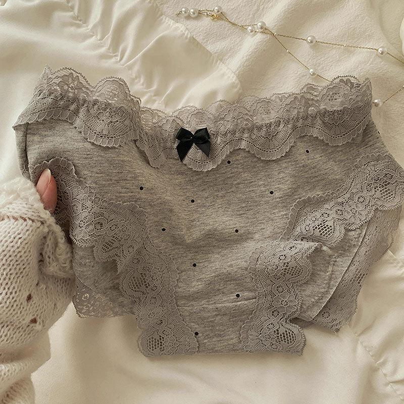 French Retro Lace-Trimmed All-Cotton Antibacterial Women's Triangle Briefs