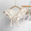 Sweet Solid Color Crochet Detachable Collar Korean Style with Knot Design Leaf Pattern Shawl Hollowed-out Thin Shawl Summer