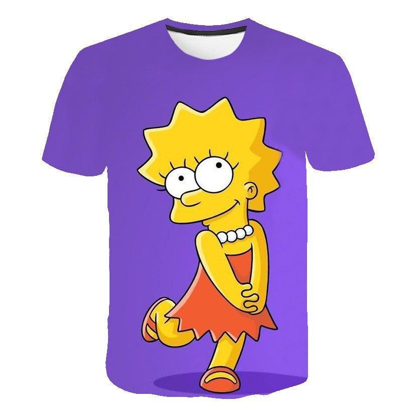 Summer Children's New Fashionable Digital Simpson Comfortable Loose Short Sleeve Printed T-shirt