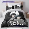 Black Butler Pattern Bedding,Quilt Set Quilt Cover Pillowcase Home Birthday Gift (1 * duvet cover + 2 * pillowcase, without core)