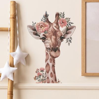 Adesivi murali per la decorazione della casa, fiori dipinti a fumetti, giraffa, camera da letto, soggiorno, paesaggio