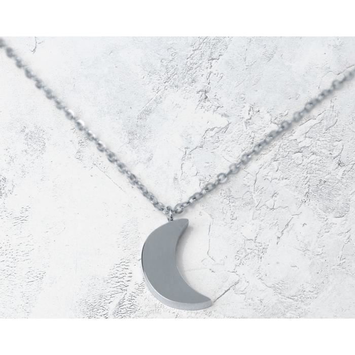 Collier - Suck UK - Lune - Acier inoxydable - Argenté - 25 cm