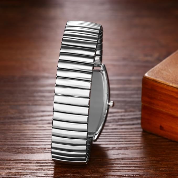 Stylish Silver Couple's Watches, One Size Fits All: Analog Display, Day of the Week Calendar, Stainless Steel Quartz Movement, Leisure, Business,