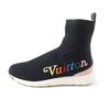 Great LOUIS VUITTON Sneakers Logo Socks Black Women 37.5 Used