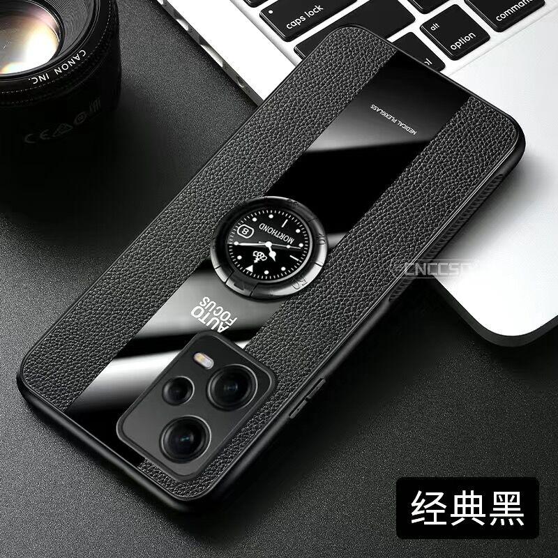 Magnetic Holder Case For Redmi Note 12 Pro Plus Note12 Turbo 5G Luxury PU Leather Cover For Xiaomi Redmi Note 12Pro Ring Bumper