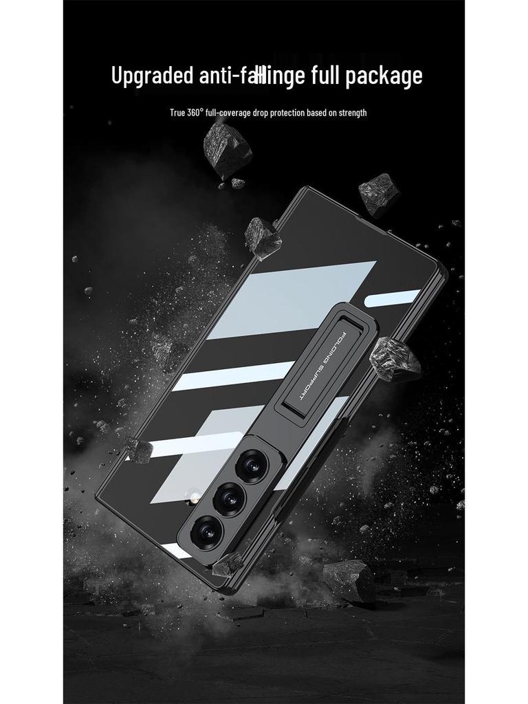 Transparent Samsung ZFold7 Case with Customizable Middle Axis and Integrated Electroplated Stand