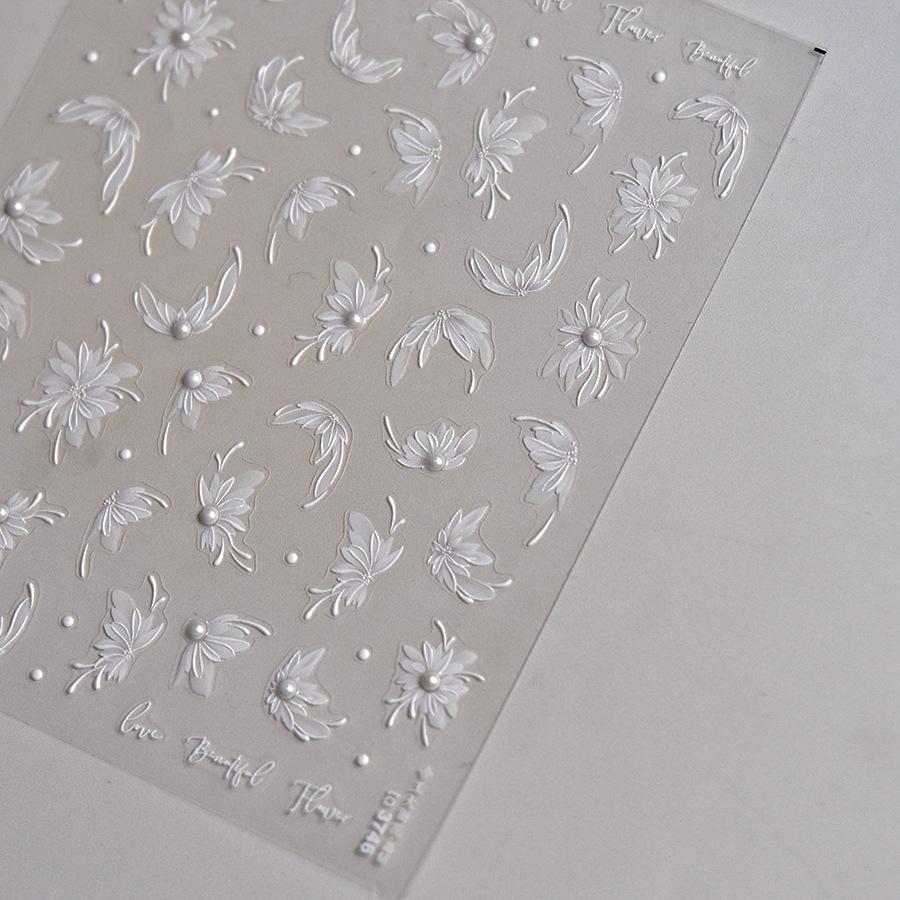 1pcs 5D Bronzing Shininy Pink Sakura Nail Art Stickers Flower Self-Adhesive Nail Decorations Decals Accessories