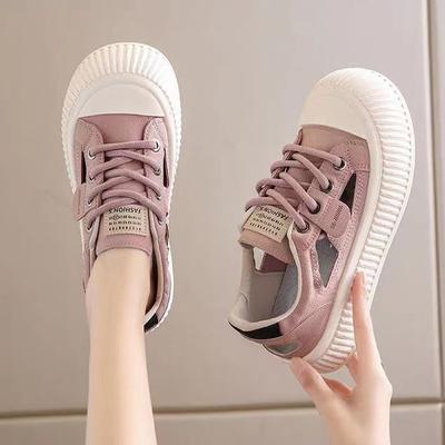 Damenschuhe Sommer Atmungsaktiv Ausgehöhlt Plateau Board Schuhe Neu Lässig Sportlich College-Stil Hässlich und Süß Big Toe Loch Schuhe