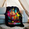 1PC Custom Name Colorful Capybara Majesty flannel blanket versatile,all-season throw suitable for the living room,bedroom,camping,travel,and gift